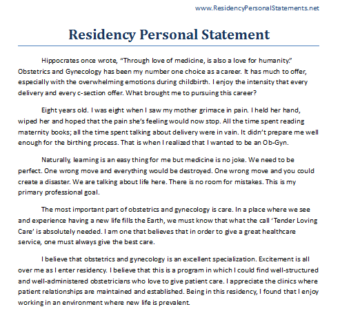 Writing a Personal Statement for Residency Application