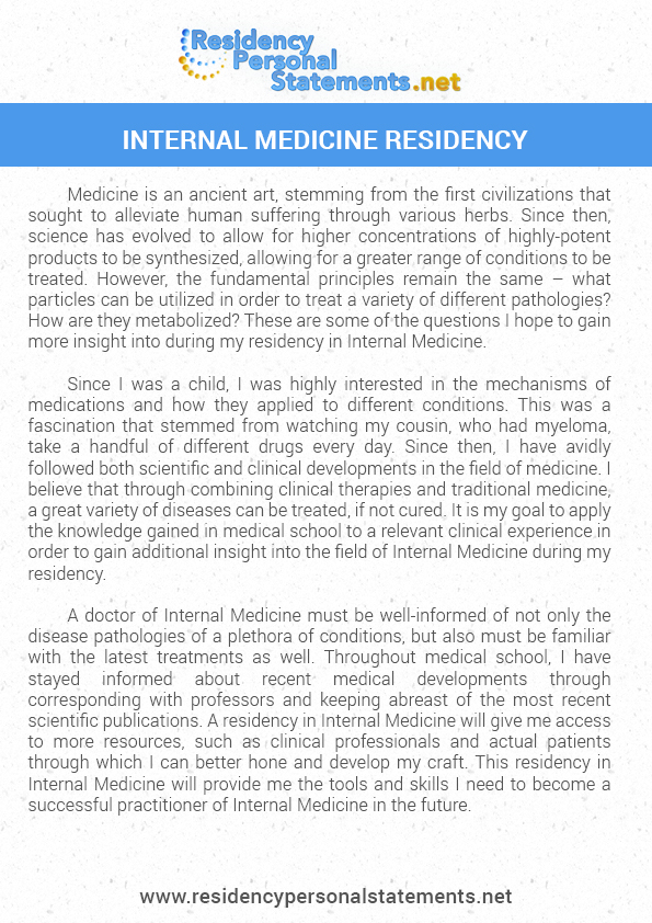 Medical residency personal statement service