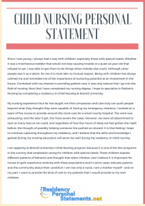 child nursing personal statement child nursing personal statement