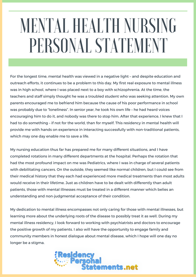 Mental health job personal statement