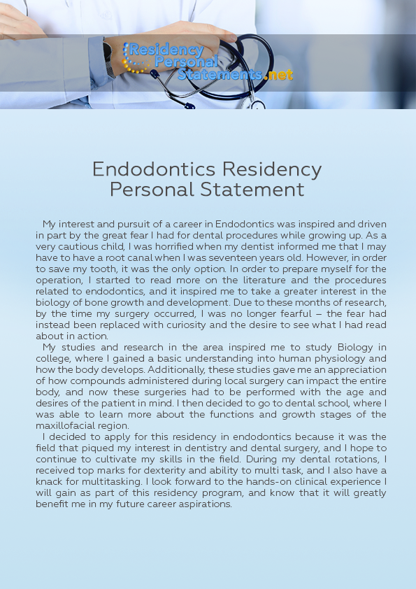 sample personal statement for dental residency