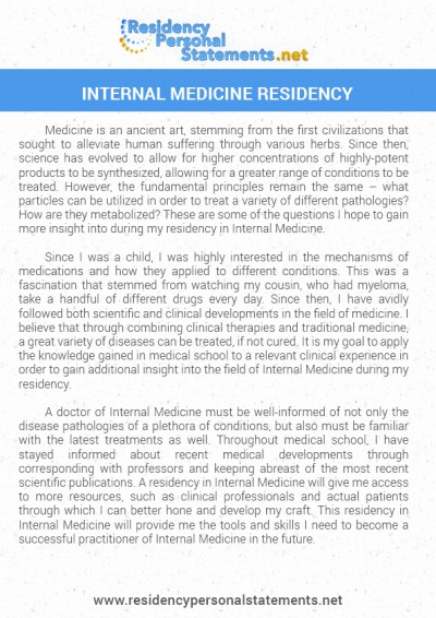 eras personal statement internal medicine