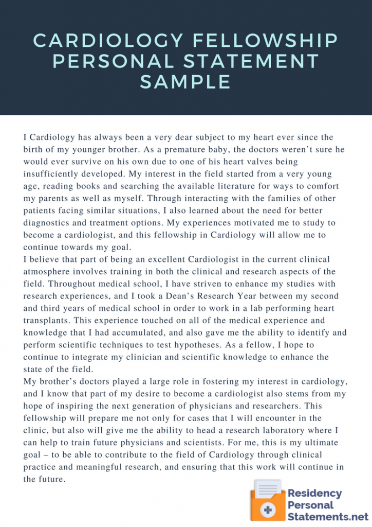 cardiology fellowship personal statement sample