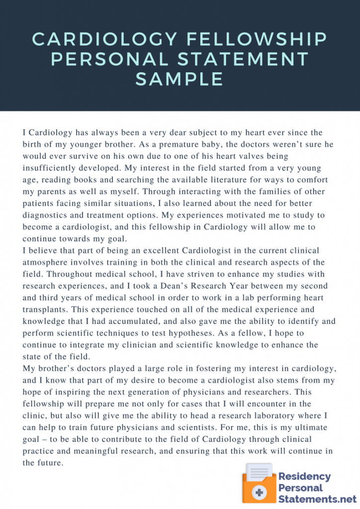 cardiology fellowship personal statement reddit