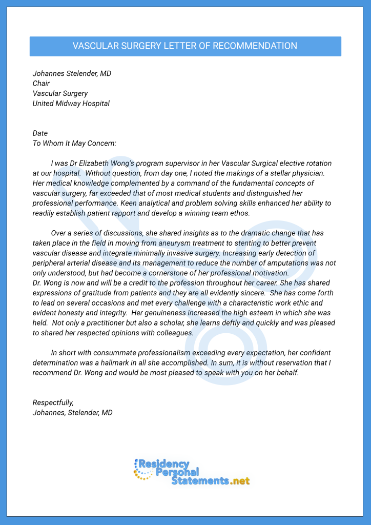 surgery letter of recommendation