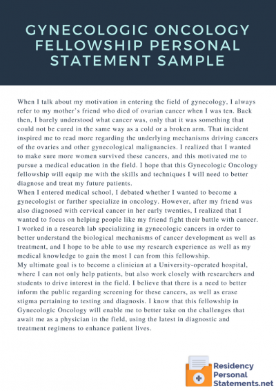 How To Write A Gynecologic Oncology Fellowship Personal Statement