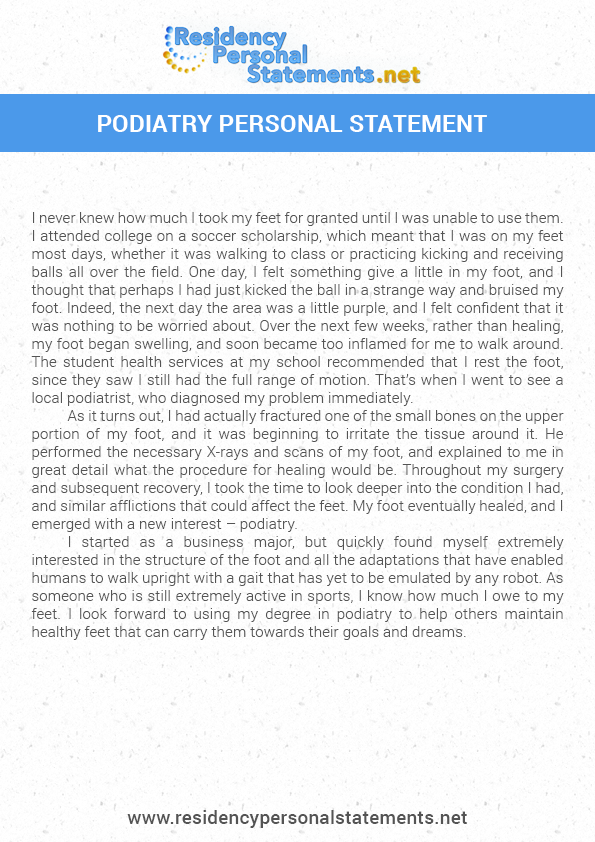 podiatry school personal statement examples