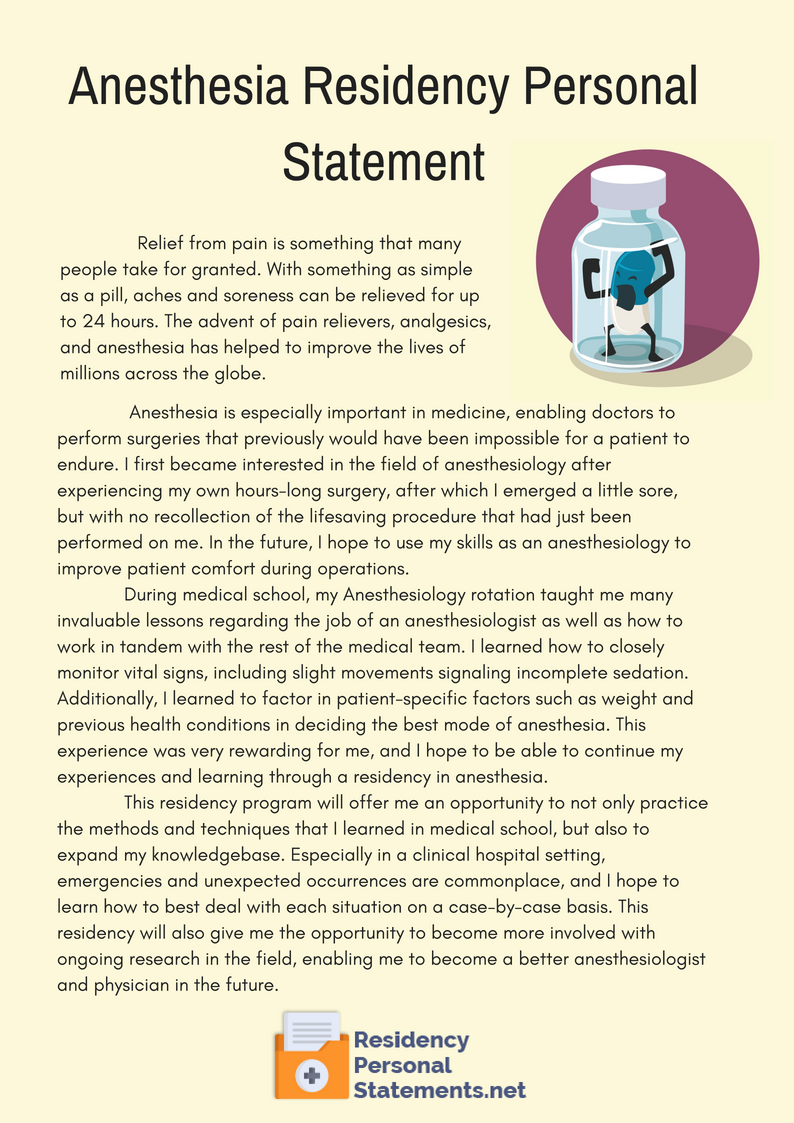 anesthesia residency personal statement