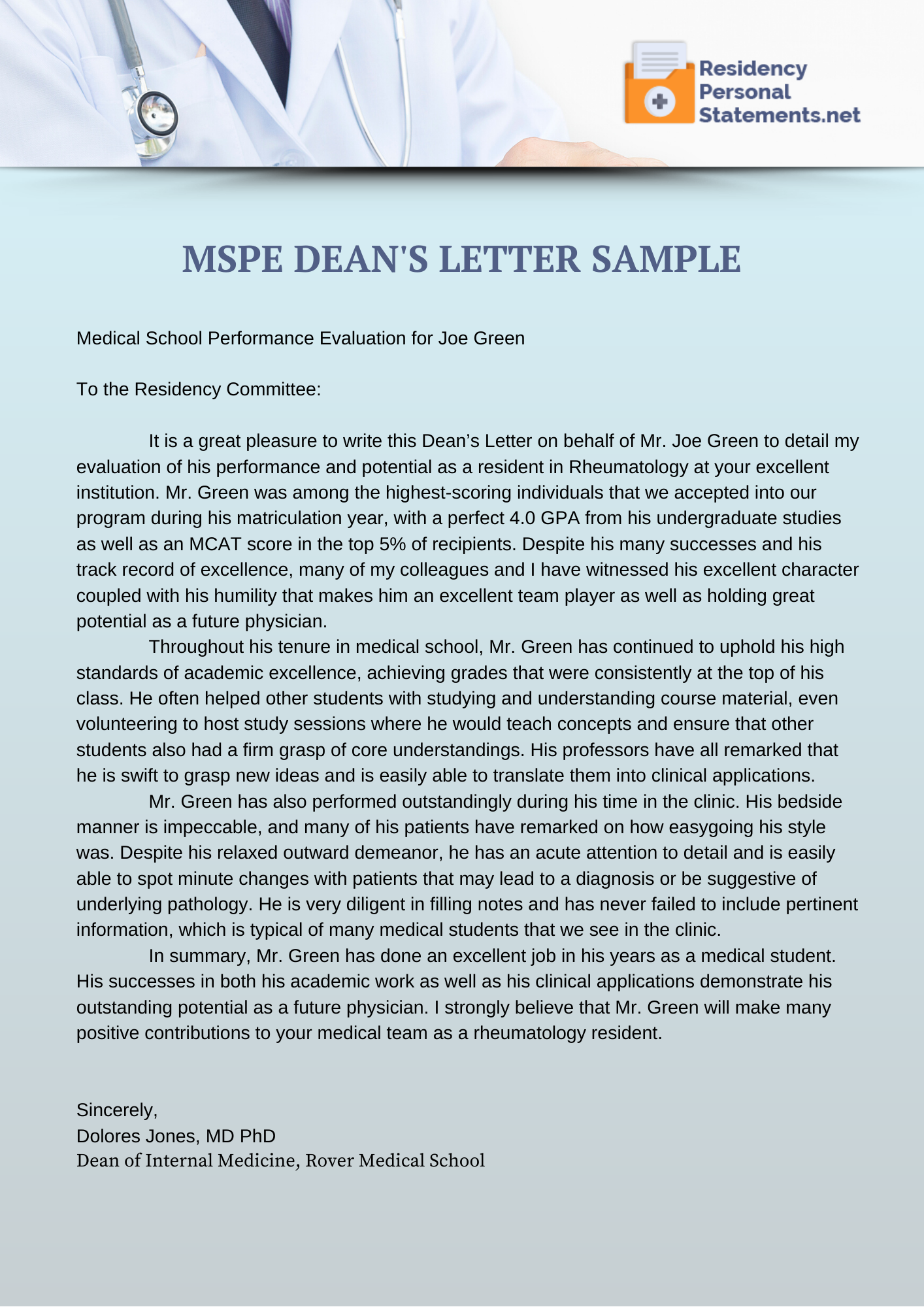 mspe sample noteworthy characteristics