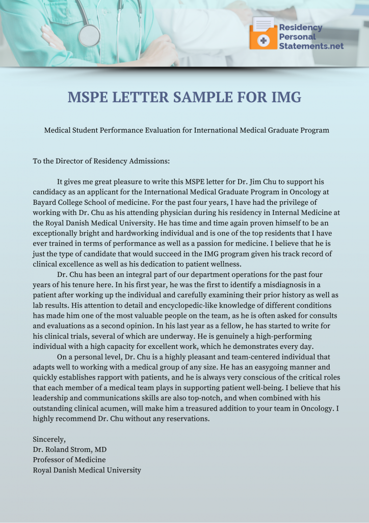 mspe sample noteworthy characteristics
