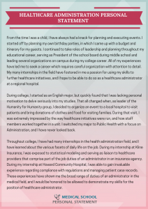 healthcare administration personal statement sample
