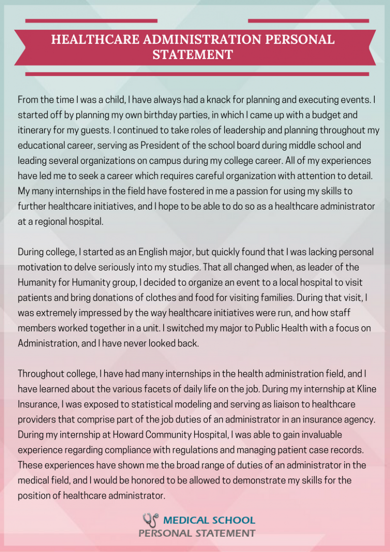 personal statement example healthcare