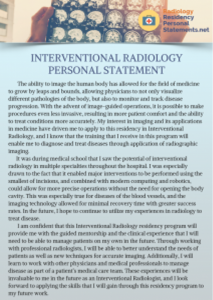interventional radiology personal statement sample