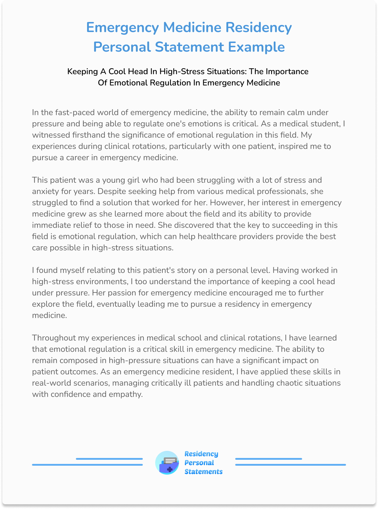 Emergency Medicine Personal Statement Expert Writing Help