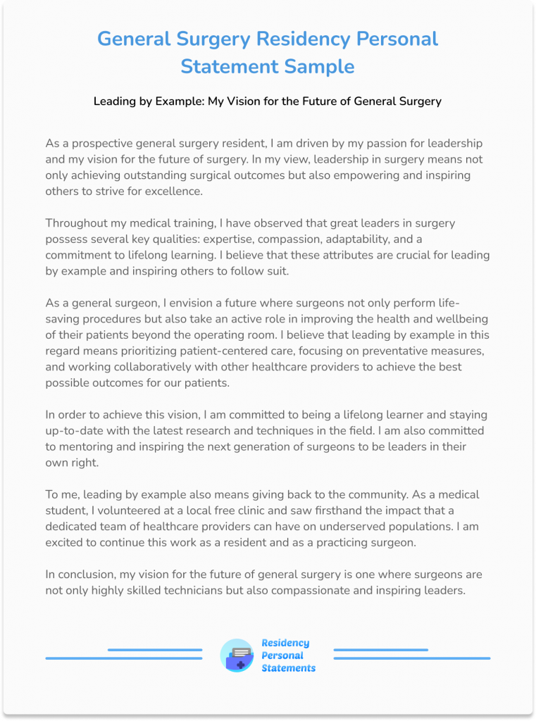 general surgery residency personal statement