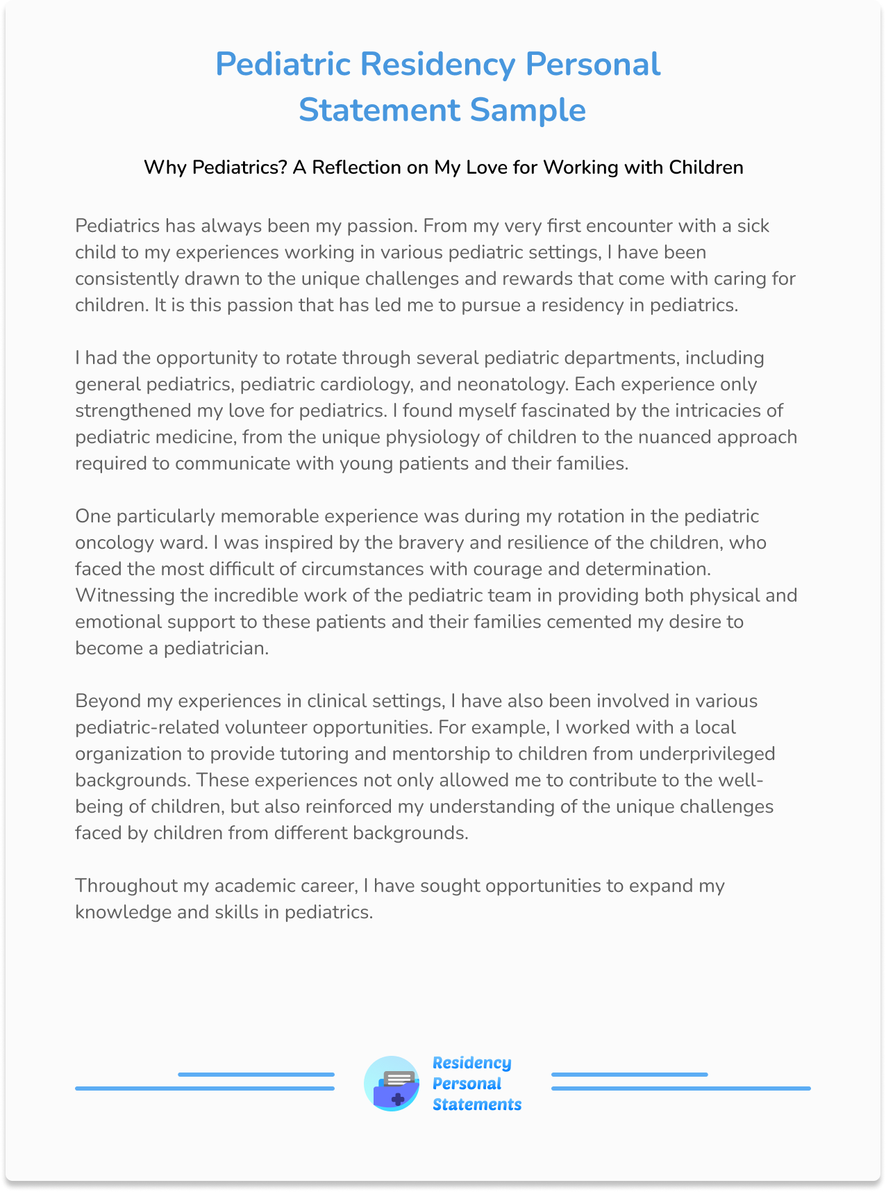 personal statement for pediatric nursing