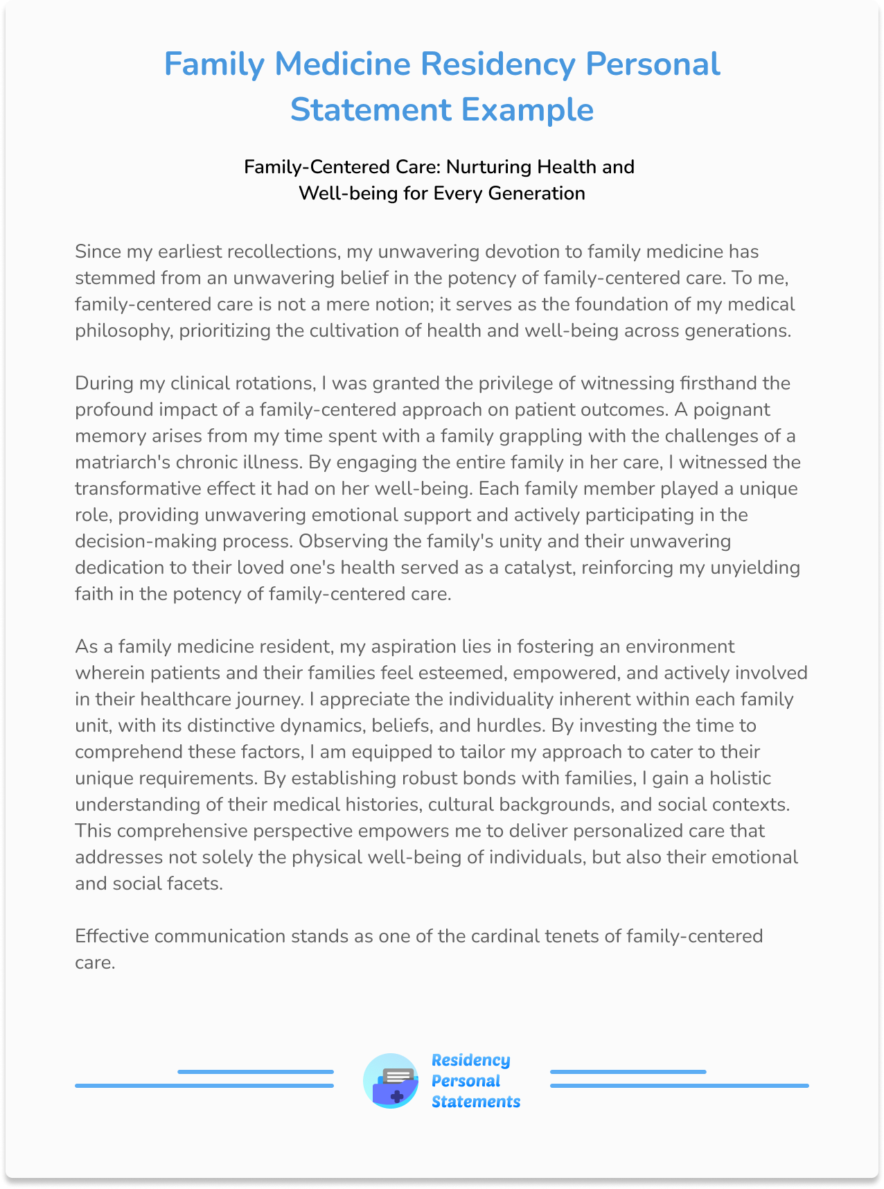 Family Medicine Residency Personal Statement Samples Help